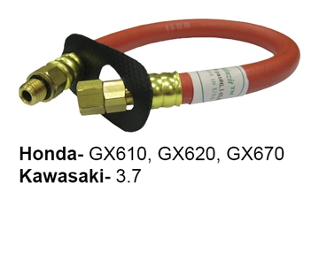 Side view of an oil changing aid; specific for Honda GX610, GX620, GX670 Kawasaki 3.7